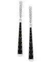 Macy's Onyx Graduated Linear Drop Earrings In Sterling Silver In Onyx