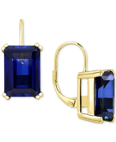 Macy's Onyx Leverback Hoop Earrings In 14k Gold-plated Sterling Silver In Brown