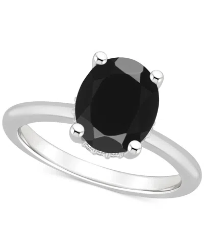 Macy's Onyx Pear Solitaire Polished Statement Ring In Sterling Silver