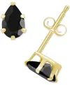 Macy's Onyx Pear Solitaire Six Prong Stud Earrings In 14k Gold In Onyx,gold