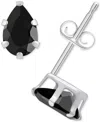 Macy's Onyx Pear Solitaire Six Prong Stud Earrings In 14k Gold In Onyx,white Gold