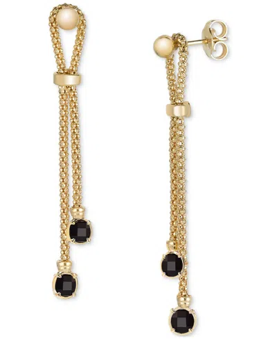 Macy's Onyx Popcorn Chain Link Drop Earrings In 14k Gold-plated Sterling Silver (also Available In Turquois