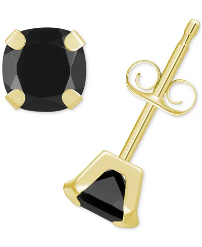 Macy's Onyx Solitaire Four Prong Stud Earrings In 14k Gold In Onyx,gold