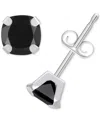 Macy's Onyx Solitaire Four Prong Stud Earrings In 14k Gold In Onyx,white Gold