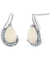 Macy's Opal (1-1/2 Ct. T.w.) & Diamond (1/8 Ct.t.w.) Earrings In 10k White Gold In Silver