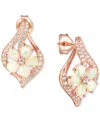 Macy's Opal (1-1/3 Ct. T.w.) & Diamond (1/3 Ct. T.w.) Flower Cluster Stud Earrings In 14k Rose Gold