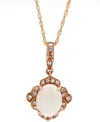 Macy's Opal (3/4 Ct. T.w.) & Diamond (1/10 Ct. T.w.) Halo 18" Pendant Necklace In 10k Rose Gold In Opal