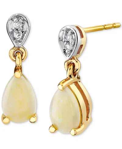 Macy's Opal (3/8 Ct. T.w.) & Diamond Accent Drop Earrings In 14k Gold