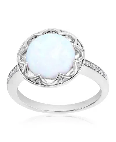 Macy's Opal & Diamond (0.048 Ct. T.w.) Circle Ring In Multi