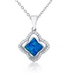 Macy's Opal Inlay And Cubic Zirconia Clover Necklace In Sterling Silver In Sterling Silver