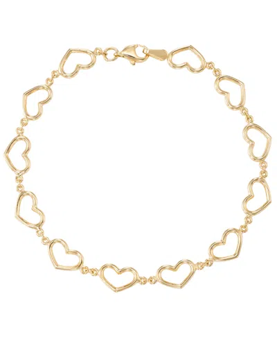 Macy's Open Heart Link Bracelet In 18k Yellow Gold In 18k Gold Over Sterling Silver