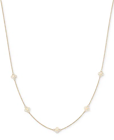 Macy's Openwork Clover Design Five Station 18" Collar Necklace In 10k Gold