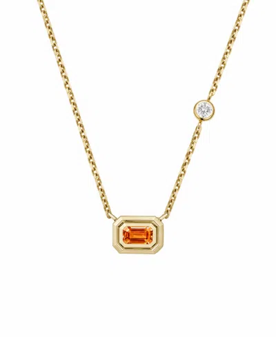 Macy's Orange Sapphire (3/8 Ct. T.w.) And Diamond (1/20 Ct. T.w.) Pendant Necklace In 14k Gold