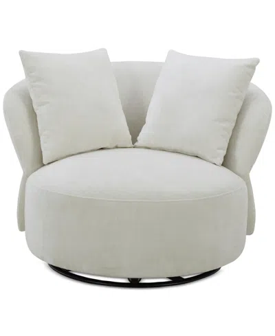 Macy's Ordesh Fabric Swivel Chair, Created For  In Vanilla