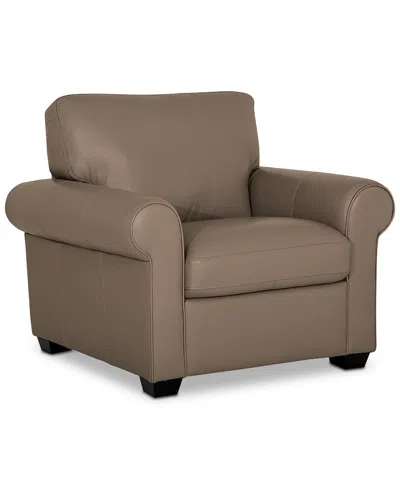 Macy's Orid 36" Leather Roll Arm Chair, Created For  In Brown