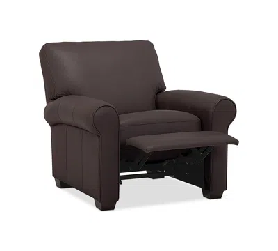 Macy's Orid 36" Leather Roll Arm Pushback Recliner, Created For  In Cafã© Brown