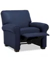 Macy's Orid 36" Leather Roll Arm Pushback Recliner, Created For  In Blue