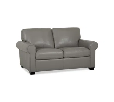 Macy's Orid 59" Leather Roll Arm Loveseat, Created For  In Gray