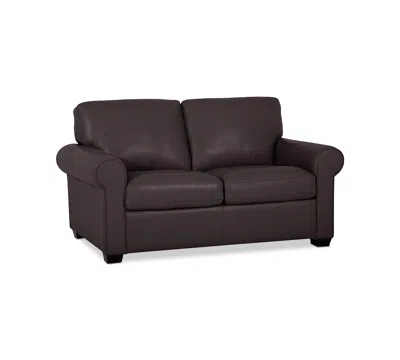 Macy's Orid 59" Leather Roll Arm Loveseat, Created For  In Brown