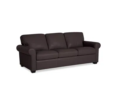 Macy's Orid 84" Leather Roll Arm Sofa, Created For  In Brown
