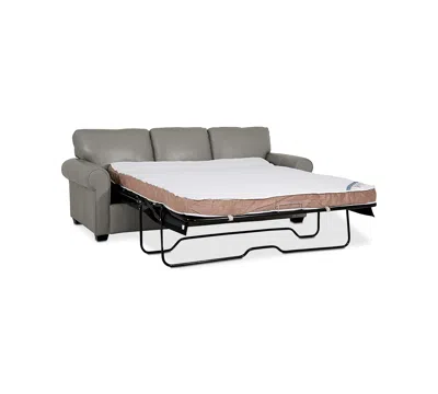 Macy's Orid 84" Queen Leather Roll Arm Sleeper, Created For  In Gray