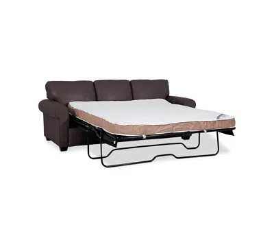 Macy's Orid 84" Queen Leather Roll Arm Sleeper, Created For  In Brown