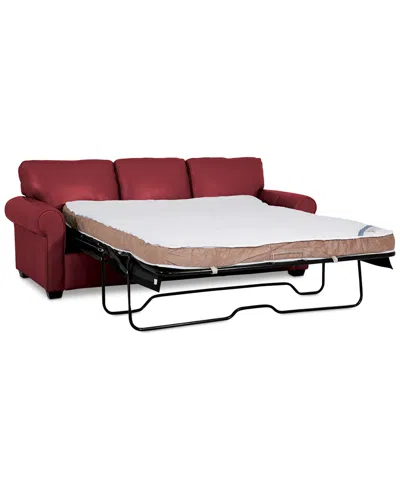 Macy's Orid 84" Queen Leather Roll Arm Sleeper, Created For  In Cherry (special Order)
