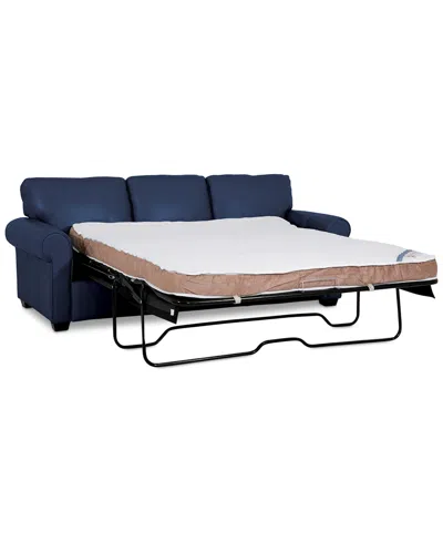 Macy's Orid 84" Queen Leather Roll Arm Sleeper, Created For  In Sapphire (special Order)