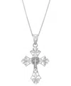 Macy's Ornate Openwork Cross 18" Pendant Necklace In 14k White Gold In White Gold