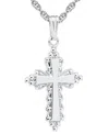 Macy's Ornately Finished Decorative Cross 18" Pendant Necklace In Sterling Silver In Silver