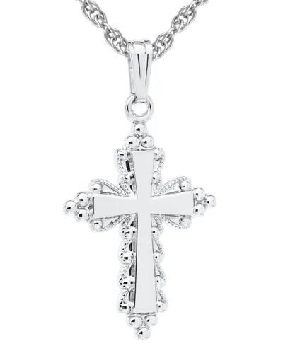 Macy's Ornately Finished Decorative Cross 18" Pendant Necklace In Sterling Silver