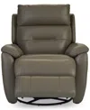 Macy's Ossorio Leather Power Swivel Glide Recliner, Created For  In Granite
