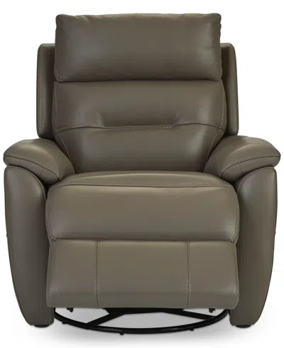 Macy's Ossorio Leather Power Swivel Glide Recliner, Created For  In Granite
