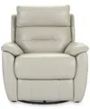Macy's Ossorio Leather Power Swivel Glide Recliner, Created For  In Silver Grey
