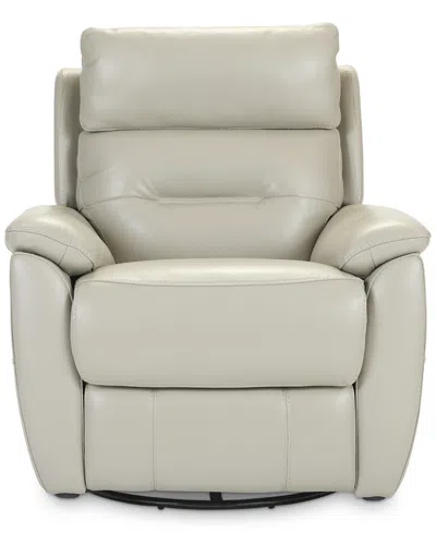 Macy's Ossorio Leather Power Swivel Glide Recliner, Created For  In Silver Grey