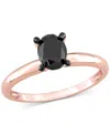 Macy's Oval Black Diamond Solitaire Engagement Ring (1 Ct. T.w.) In 14k Rose Gold In Black