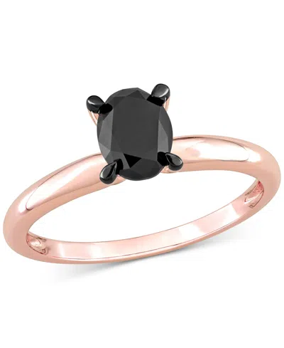 Macy's Oval Black Diamond Solitaire Engagement Ring (1 Ct. T.w.) In 14k Rose Gold