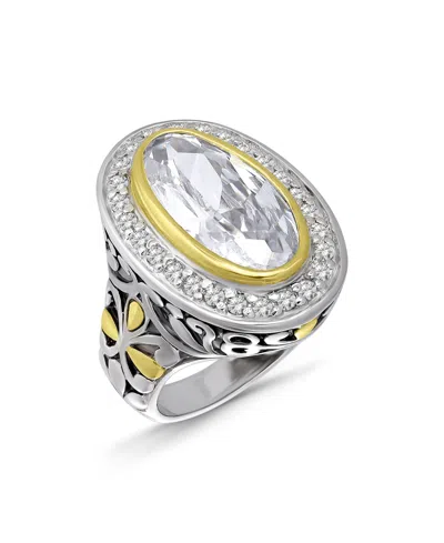 Macy's Oval Cubic Zirconia Oxidized Accents Statement Ring In Two-tone