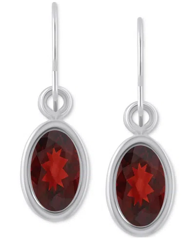 Macy's Oval Gemstone Drop Earrings In 10k Yellow Gold Or White Gold In Metallic