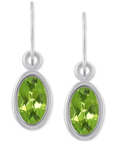 Macy's Oval Gemstone Drop Earrings In 10k Yellow Gold Or White Gold In Metallic