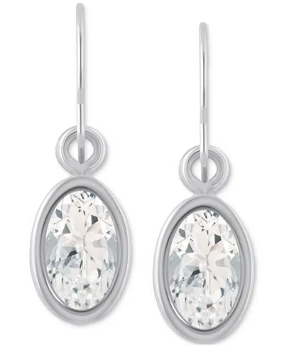 Macy's Oval Gemstone Drop Earrings In 10k Yellow Gold Or White Gold In Silver