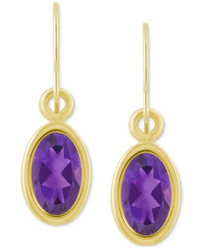 Macy's Oval Gemstone Drop Earrings In 10k Yellow Gold Or White Gold