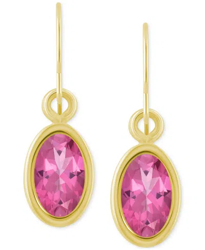 Macy's Oval Gemstone Drop Earrings In 10k Yellow Gold Or White Gold In Pink