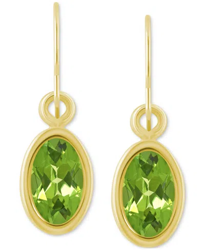 Macy's Oval Gemstone Drop Earrings In 10k Yellow Gold Or White Gold In Green