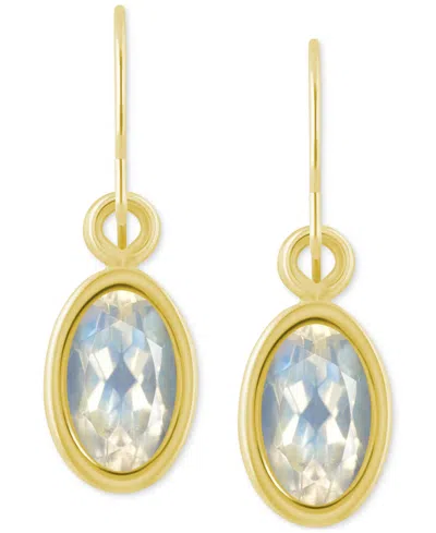 Macy's Oval Gemstone Drop Earrings In 10k Yellow Gold Or White Gold