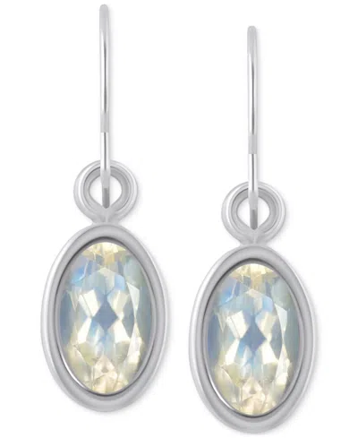 Macy's Oval Gemstone Drop Earrings In 10k Yellow Gold Or White Gold In Metallic