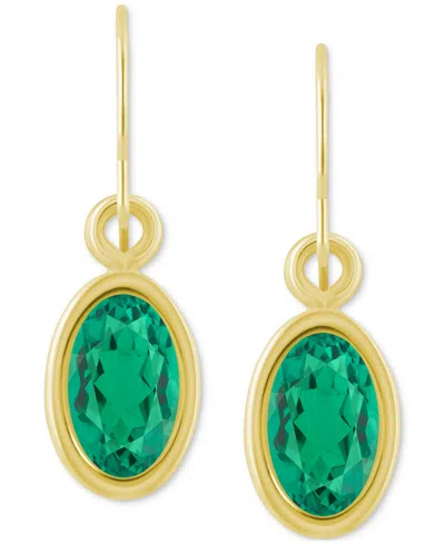 Macy's Oval Gemstone Drop Earrings In 10k Yellow Gold Or White Gold