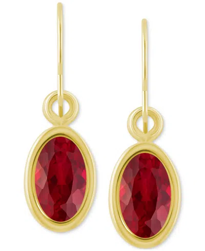 Macy's Oval Gemstone Drop Earrings In 10k Yellow Gold Or White Gold