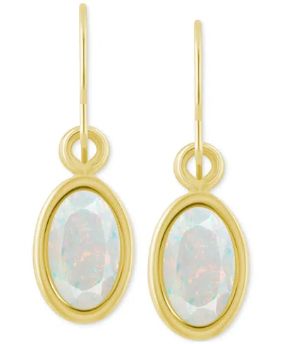 Macy's Oval Gemstone Drop Earrings In 10k Yellow Gold Or White Gold