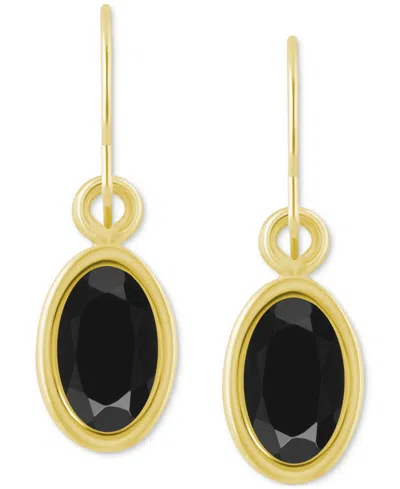 Macy's Oval Gemstone Drop Earrings In 10k Yellow Gold Or White Gold In Black